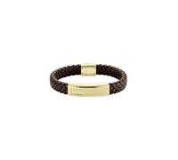 BOSS Jewelry Braccialetto da Uomo Collezione LANDER con Pelle Marrone e Chiusura in Acciaio Inossidabile Dorato - 1580746M, Marrone
