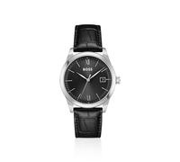 BOSS Langford orologio con quadrante nero e cinturino in pelle effetto coccodrillo - Style LANGFORD, 58858229 Nero pz.