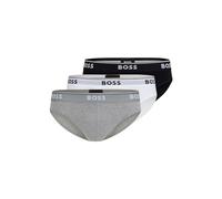 BOSS Slip in cotone elasticizzato con elastico in vita con logo in confezione da tre - Style Brief 3P Power, 50475273 Bianco / Grigio / Nero M
