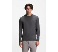 BOSS Maglia a maniche lunghe in cotone elasticizzato con logo a contrasto - Style Tee Long, 50506365 Grigio scuro M