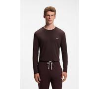 BOSS Maglia a maniche lunghe in cotone elasticizzato con logo ricamato - Style Mix&Match LS-Shirt R, 50515389 Marrone scuro L