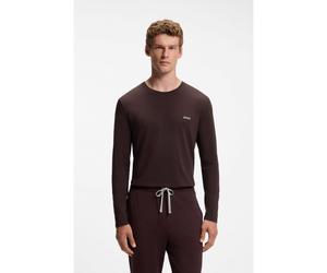 BOSS Maglia a maniche lunghe in cotone elasticizzato con logo ricamato - Style Mix&Match LS-Shirt R, 50515389 Marrone scuro S