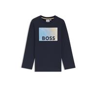 BOSS Maglia a maniche lunghe per bambini in cotone con grafica con logo - Style J52371/84904A, J52371 Blu scuro 102