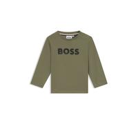 BOSS Maglia a maniche lunghe per bambini in cotone con grafica con logo - Style J52467/72402A, J52467 Verde scuro 81