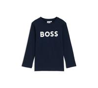 BOSS Maglia a maniche lunghe per bambini in cotone con logo a contrasto - Style J25P25/10P06A, J25P25 Blu scuro 138