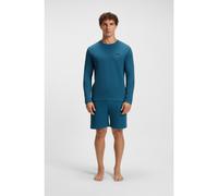 BOSS Maglia del pigiama in misto cotone con lavorazione a nido d’ape - Style Waffle LS-Shirt, 50535870 Blu M