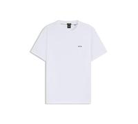 BOSS Maglietta da Uomo in Cotone Elasticizzato con Logo a Contrasto, Bianco 100, S