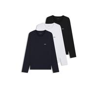BOSS Magliette intime in cotone con logo in confezione da tre - Style LSShirtRN 3P Classic, 50492321 Nero / Bianco / Blu XXL