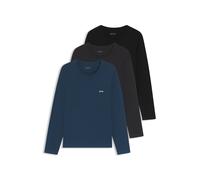 BOSS Magliette intime in cotone con logo in confezione da tre - Style LSShirtRN 3P Classic, 50492321 Nero / Grigio / Blu M