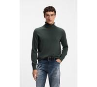 BOSS Maglione a collo alto in cotone e cashmere con toppa con logo - Style Akiro_S, 50527573 Verde scuro XXXL