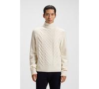 BOSS Maglione a trecce in lana vergine e seta - Style L-Hector, 50550033 Bianco XL