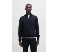BOSS Maglione in cotone e cashmere con colletto con zip e toppa con logo - Style Kanobix_S, 50527585 Blu scuro S