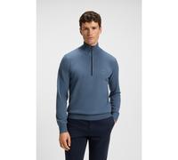 BOSS Maglione in cotone e cashmere con colletto con zip e toppa con logo - Style Kanobix_S, 50527585 Blu M