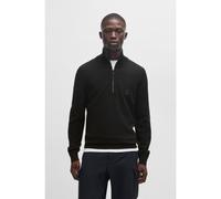 BOSS Maglione in cotone e cashmere con colletto con zip e toppa con logo - Style Kanobix_S, 50527585 Nero XXL