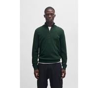 BOSS Maglione in cotone e cashmere con colletto con zip e toppa con logo - Style Kanobix_S, 50527585 Verde scuro S