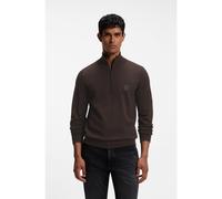 BOSS Maglione in cotone e cashmere con colletto con zip - Style Kanobix_S, 50527585 Marrone scuro S