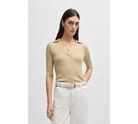 BOSS Maglione in lana vergine con colletto e chiusura a bottoni - Style Fabyni, 50537742 Beige XL