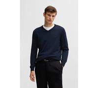 BOSS Maglione in lana vergine con scollo a V e logo ricamato - Style Baram-L, 50476363 Blu scuro L