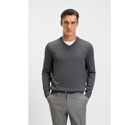 BOSS Maglione in lana vergine con scollo a V e logo ricamato - Style Baram-L, 50476363 Grigio L