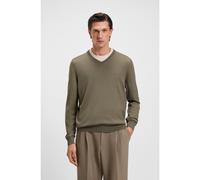 BOSS Maglione in lana vergine con scollo a V e logo ricamato - Style Baram-L, 50476363 Marrone chiaro XL