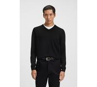 BOSS Maglione in lana vergine con scollo a V e logo ricamato - Style Baram-L, 50476363 Nero L