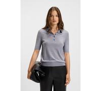 BOSS Maglione polo in lana merino con chiusura a cinque bottoni - Style Fidenka, 50545015 Grigio chiaro XL