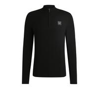 BOSS Maglione Troyer da equitazione con toppa con logo - Style ROUVEN HALF ZIP JUMPER, B6M1007 Nero S
