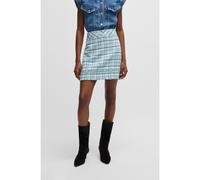 BOSS Minigonna slim fit in tweed con frange - Style C_Vafrosa, 50537050 Blu a motivi 40