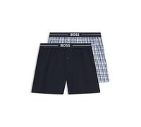 BOSS Bermuda del pigiama in cotone con elastico in vita con logo in confezione da due - Style NOS Boxer EW 2P, 50480056 Blu scuro L