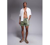 Boss - Octopus - Pantaloncini da bagno kaki con logo-Verde W32