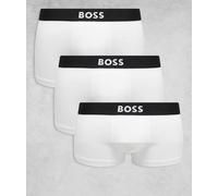 BOSS One Bodywear - Confezione da 3 paia di boxer aderenti bianchi con logo sul davanti-Bianco M