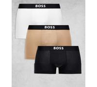 Boss - One - Confezione da 3 boxer aderenti neri, bianchi e color cuoio-Multicolore S