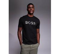 BOSS Orange - Insignia - T-shirt nera con logo sul petto-Nero XL