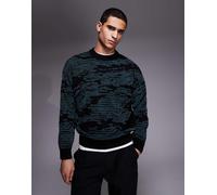 BOSS Orange - Maglione lavorato nero mimetico con paesaggio M