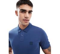 BOSS Orange - Passenger Icon - Polo in piqué slim fit blu medio con logo XL