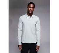 BOSS Orange - Passerby - Polo a maniche lunghe in piqué grigio chiaro con logo tono su tono S