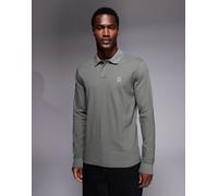 BOSS Orange - Passerby - Polo a maniche lunghe in piqué grigio medio con logo tono su tono M