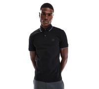 BOSS Orange - Passertip Icon - Polo piqué nera slim fit con logo e righe a contrasto sui bordi-Nero 4XL