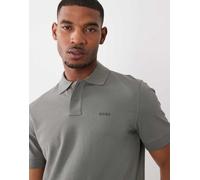 BOSS Orange - Polo grigio medio in piqué di cotone con logo tono su tono S