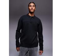 BOSS Orange - Polo pesante comoda con logo centrale nera-Nero S