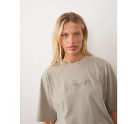 BOSS Orange - T-shirt kaki chiaro con scritta del logo-Verde XL
