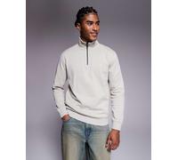 BOSS Orange - Zetrust - Felpa beige chiaro con zip corta e logo tono su tono-Neutro 4XL