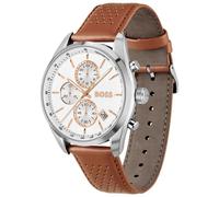 BOSS Grand Prix 44 chronograph watch with perforated leather strap - Style GRAND PRIX 44, 58733300 Marrone pz.