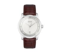 BOSS Orologio Analogico al Quarzo da uomo Collezione PRINCIPLE con cinturino in pelle Marrone, Argento - 1514114