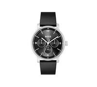 BOSS Orologio Analogico Multifunzione al Quarzo da Uomo Collezione CONTENDER con Cinturino in Pelle Nero, 1514125, Black