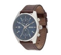 BOSS Orologio analogico 'SKYTRAVELLER' zappiro / marrone / argento Uomo BOSS One Size