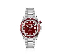 BOSS Orologio automatico color argento con quadrante rosso con monogrammi - Style BOSSMATIC, 58201158 Argento pz.