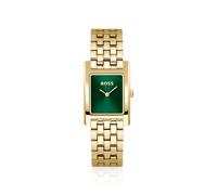 BOSS Orologio Con Movimento Al Quarzo A Due Lancette da Donna Collezione LUCY con Cassa Rettangolare e Cinturino in Acciaio Inossidabile di Colore Dorato
