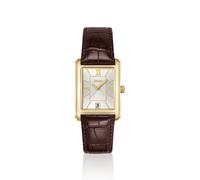 BOSS Orologio con cinturino in pelle e quadrante bianco-argento - Style PRINCIPLE DRESS, 58567526 Marrone pz.