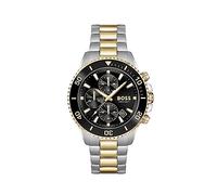 BOSS Orologio Cronografo da Uomo 45mm Quarzo Collezione ADMIRAL con Bracciale in Acciaio Inossidabile, Silikonico o Tessuto con Plastica Oceanica, Funzione Data e 3 Sottocornici